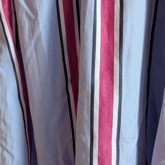 SANDRO Paris Mellow Stripe Blue Red Wrap Midi Shirt Dress Lace Inserts Size S - Picture 13 of 15